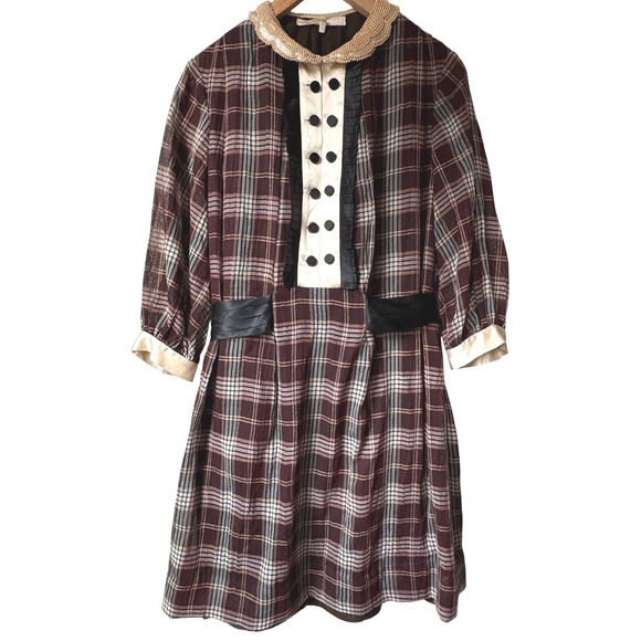 $749 3.1 PHILLIP LIM Plaid Wool Dress Peter Pan Pearl Collar Academia SIZE 6 EUC - Picture 1 of 15